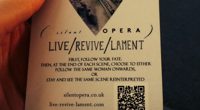 Silent Opera, Live/Revive/Lament at the Saatchi Gallery, 24/7/14
